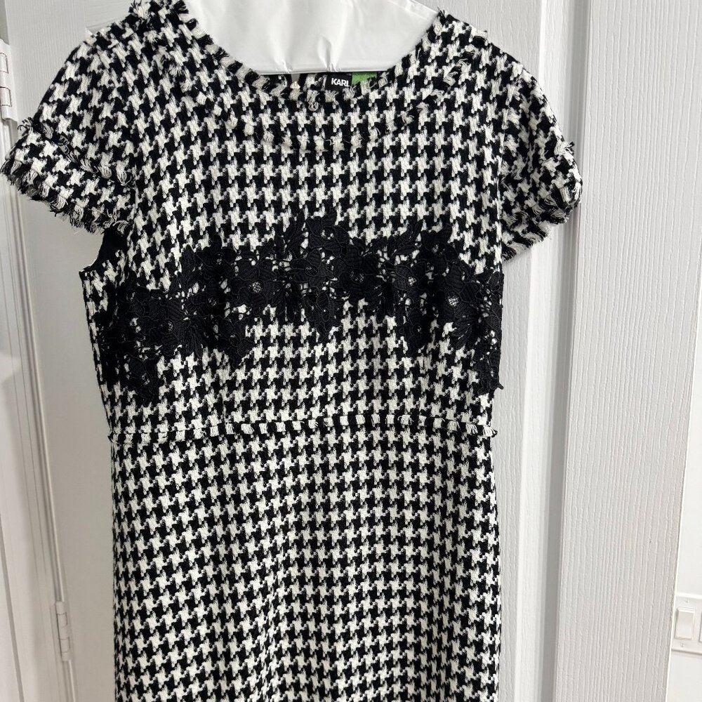 Karl Lagerfeld Lace trim dress black and white